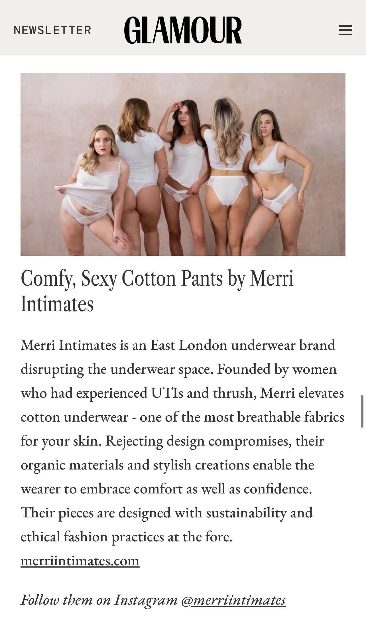 Glamour UK: Organic Underwear Review